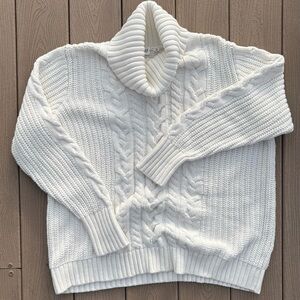 GAP White Cowl Neck Cable Knit Sweater